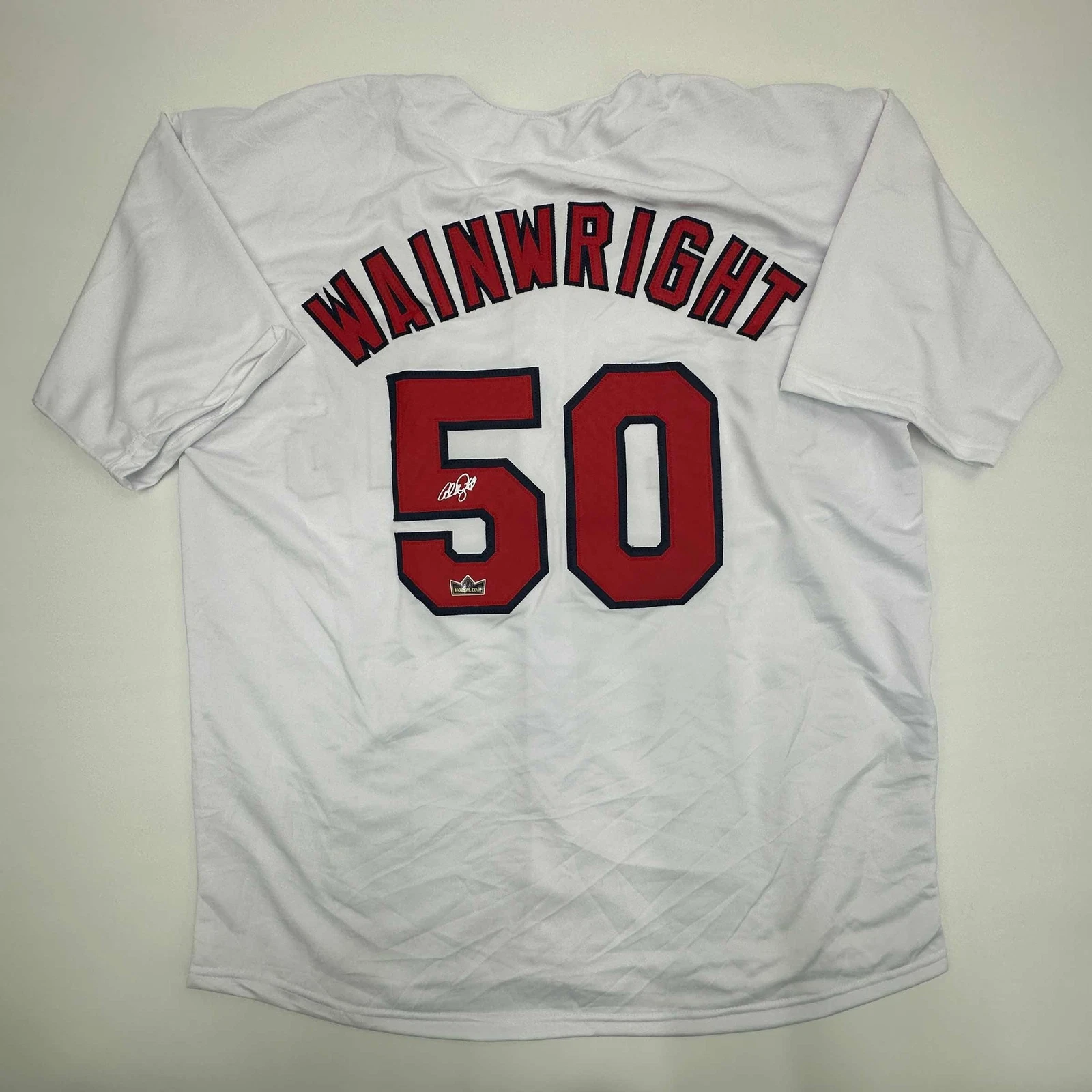 Facsimile Autographed Adam Wainwright St. Louis White Reprint Jersey Men's XL