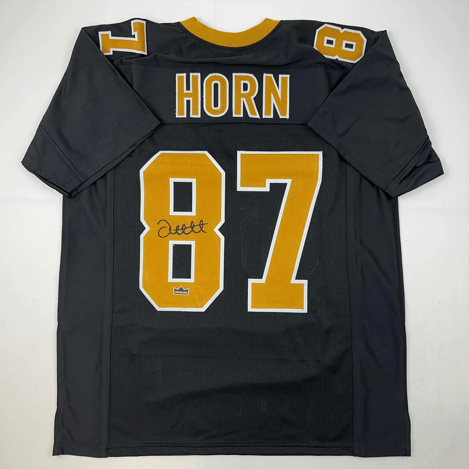 Facsimile Autographed Joe Horn New Orleans Black Reprint Jersey Size Men's XL