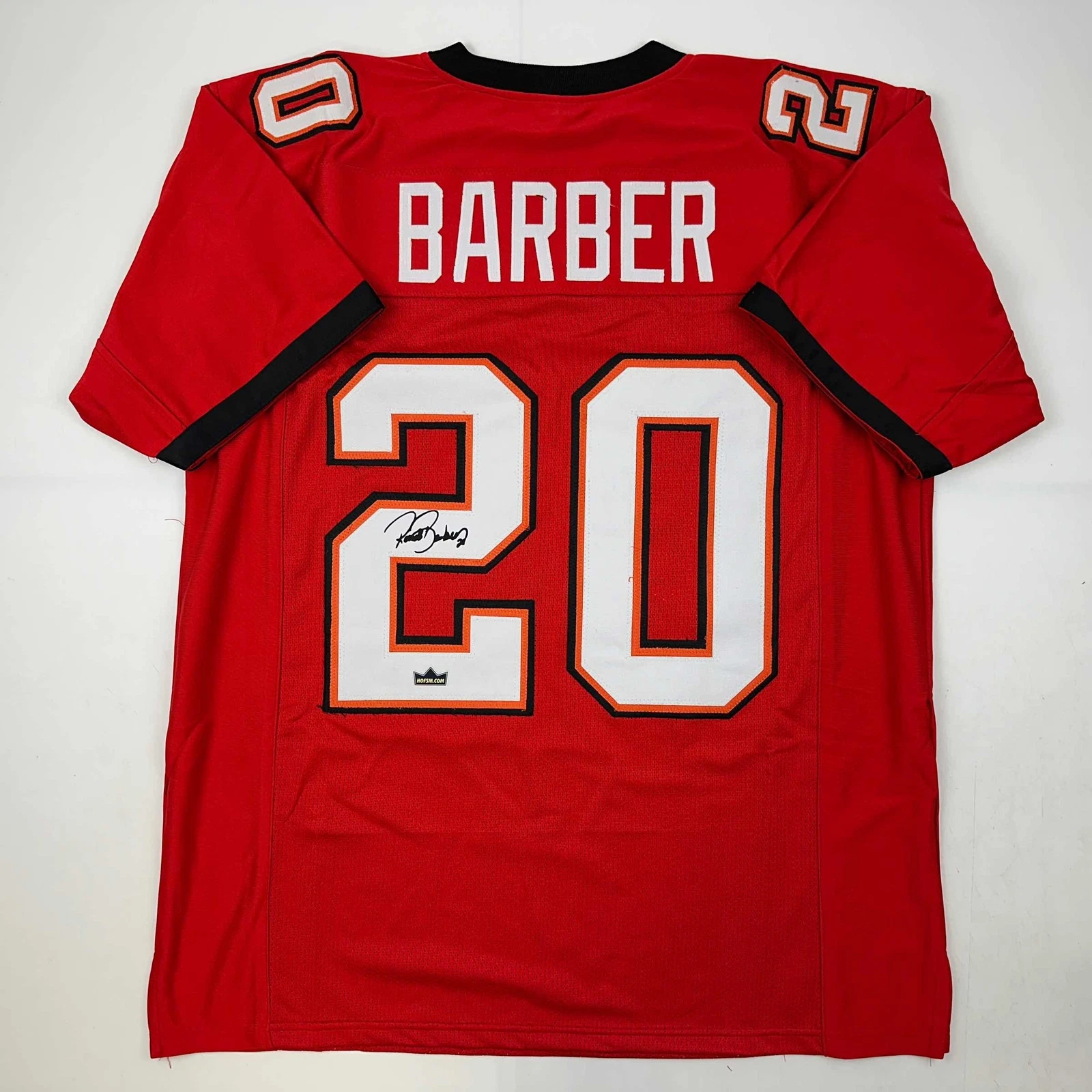 Facsimile Autographed Ronde Barber Tampa Bay Red Reprint Jersey Size Men's XL