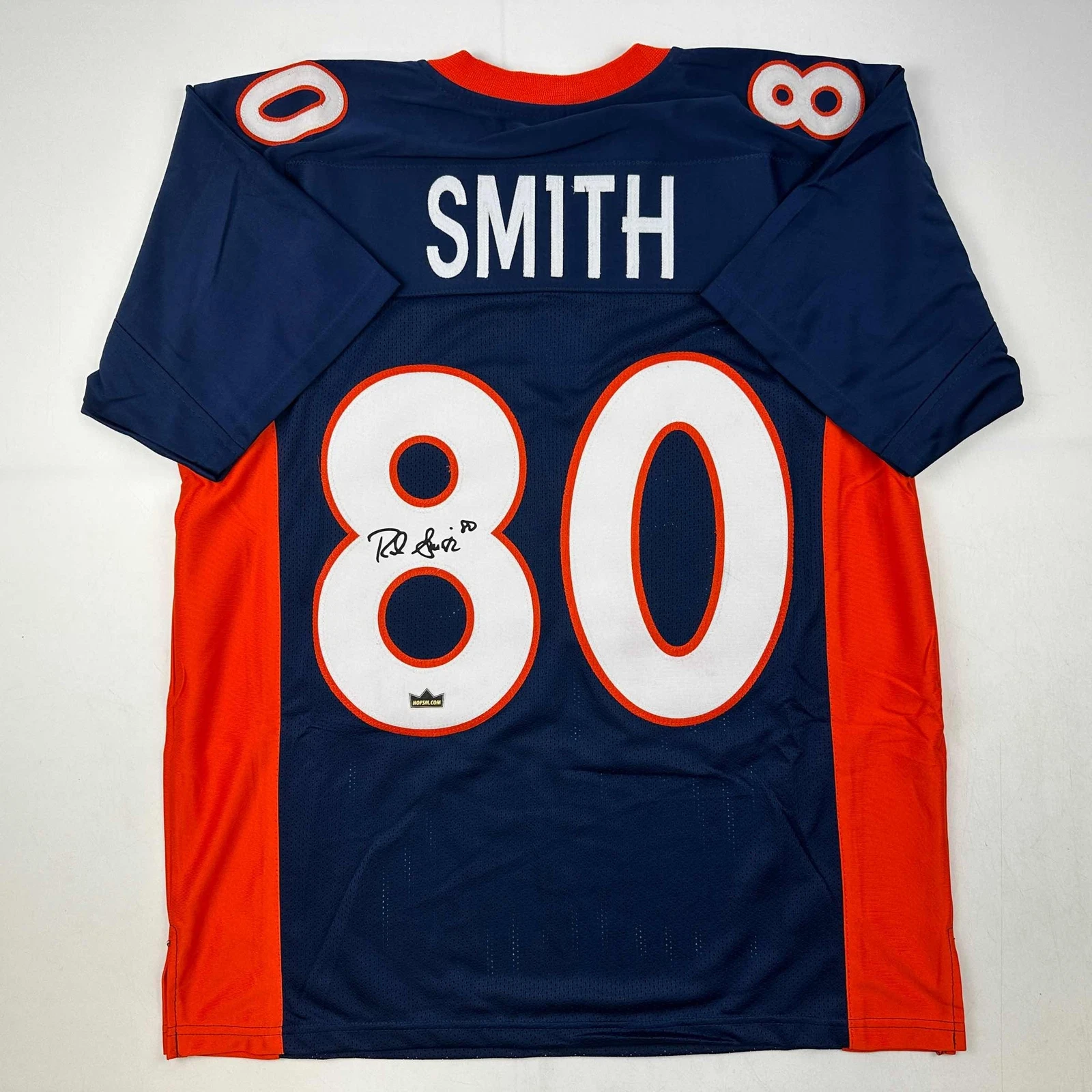 Facsimile Autographed Rod Smith Denver Blue Reprint Jersey Size Men's XL