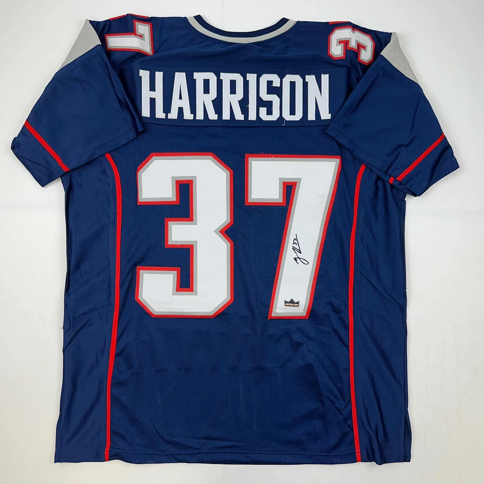 Facsimile Autographed Rodney Harrison New England Blue Reprint Jersey Men's XL