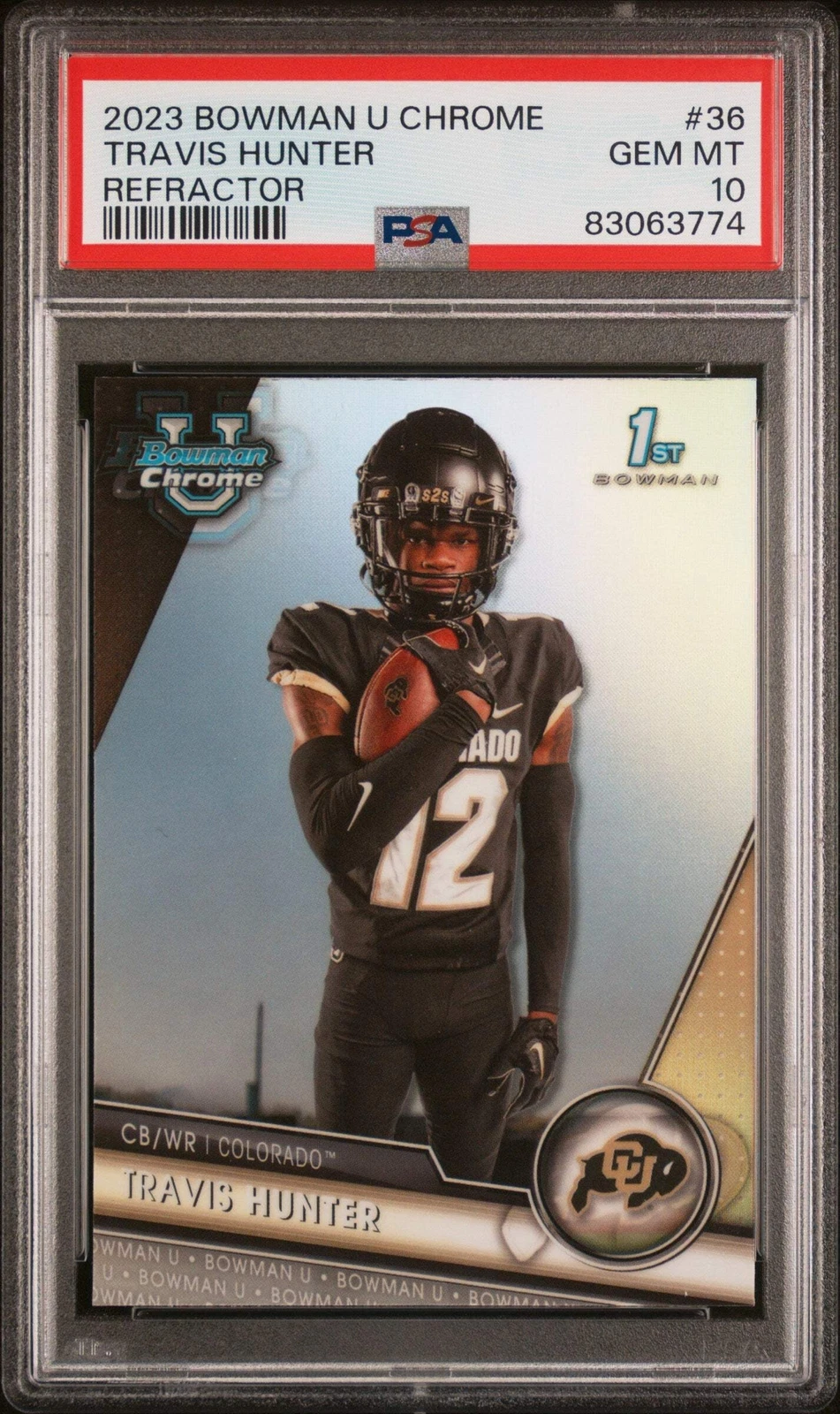 Graded 2023 Topps Bowman U Chrome Travis Hunter #36 REF RC Football Card PSA 10