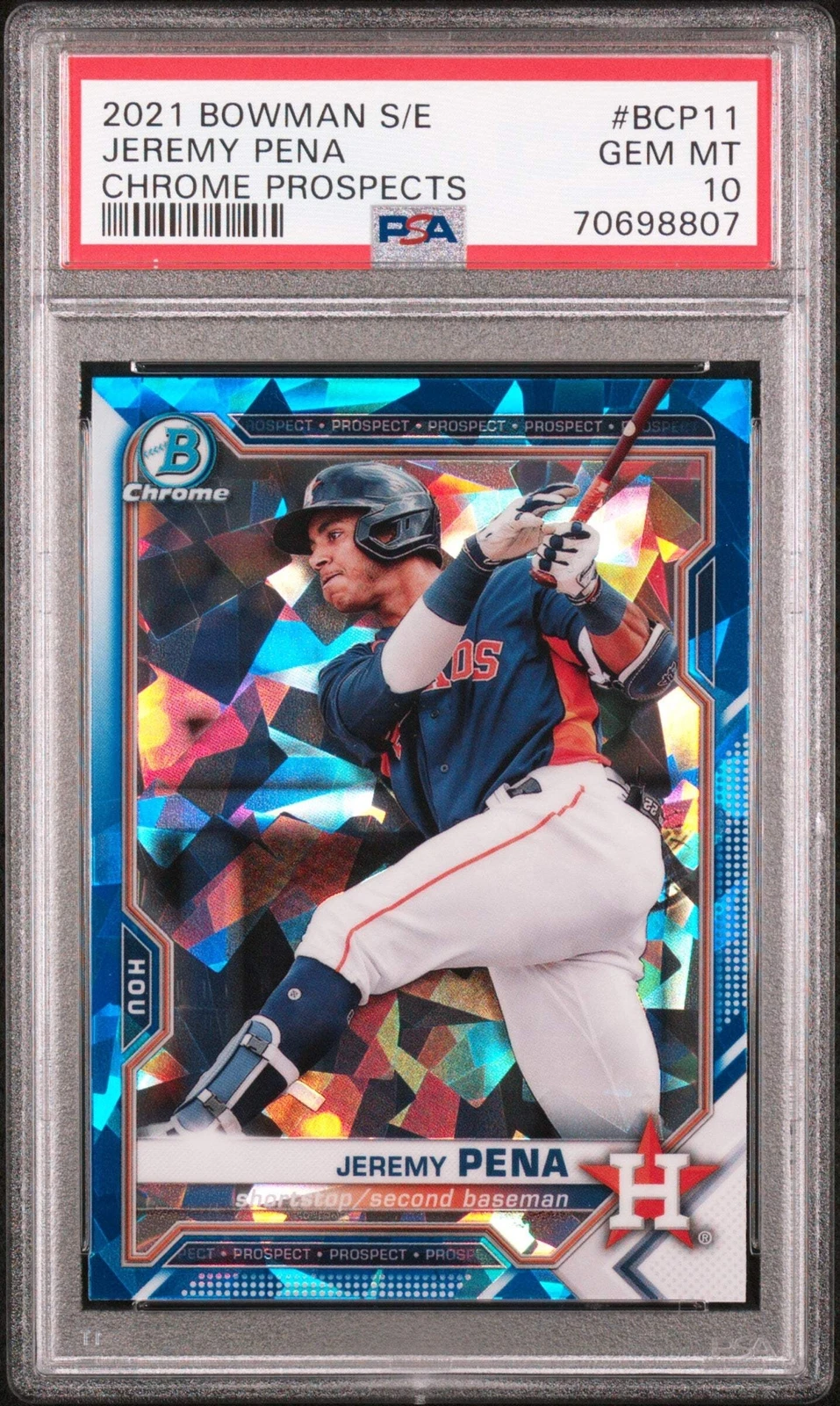 Graded 2021 BWM Sapphire Jeremy Pena #BCP11 Chrome Pros RC Baseball Card PSA 10