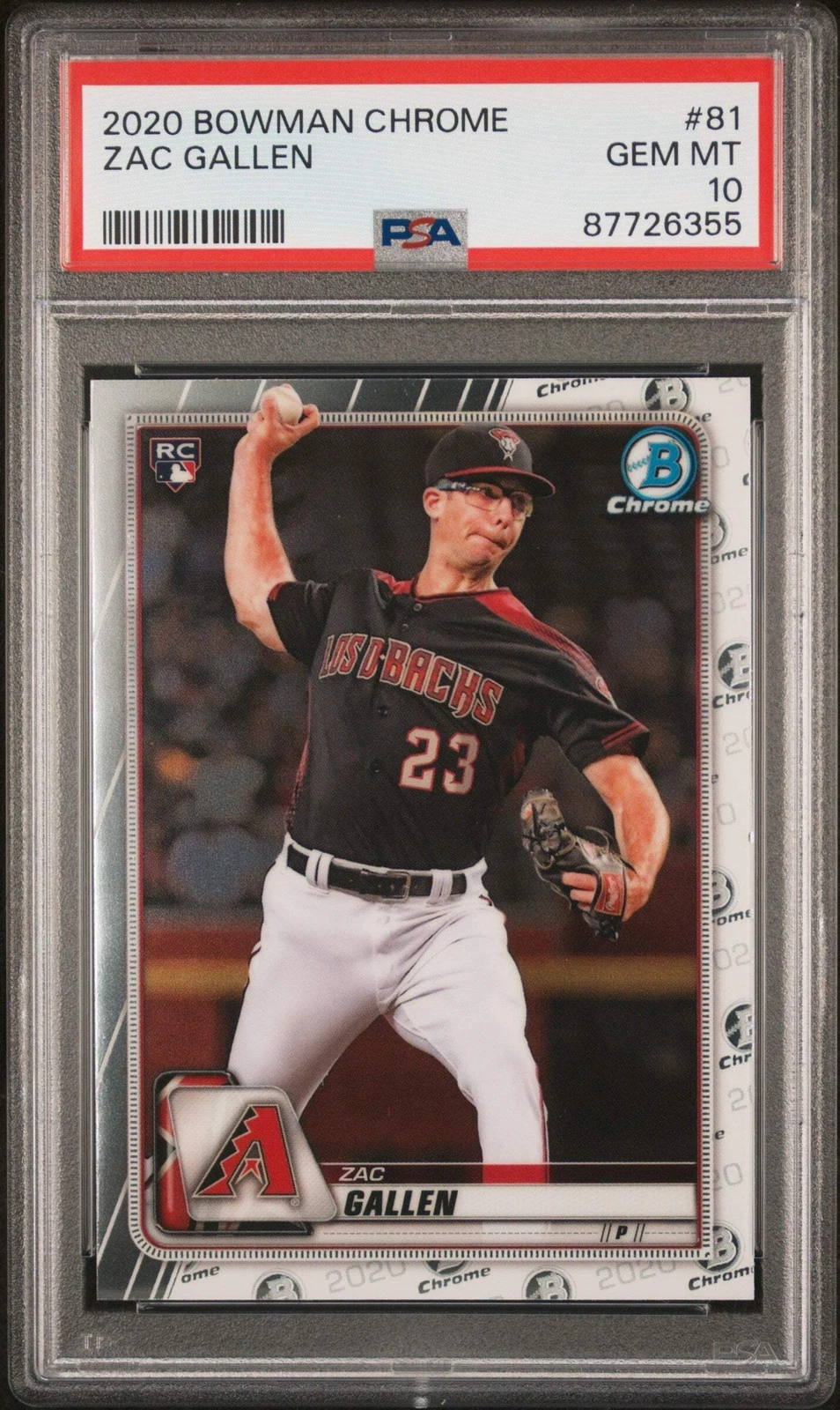 Graded 2020 Topps Bowman Chrome Zac Gallen #81 Rookie RC Baseball Card PSA 10