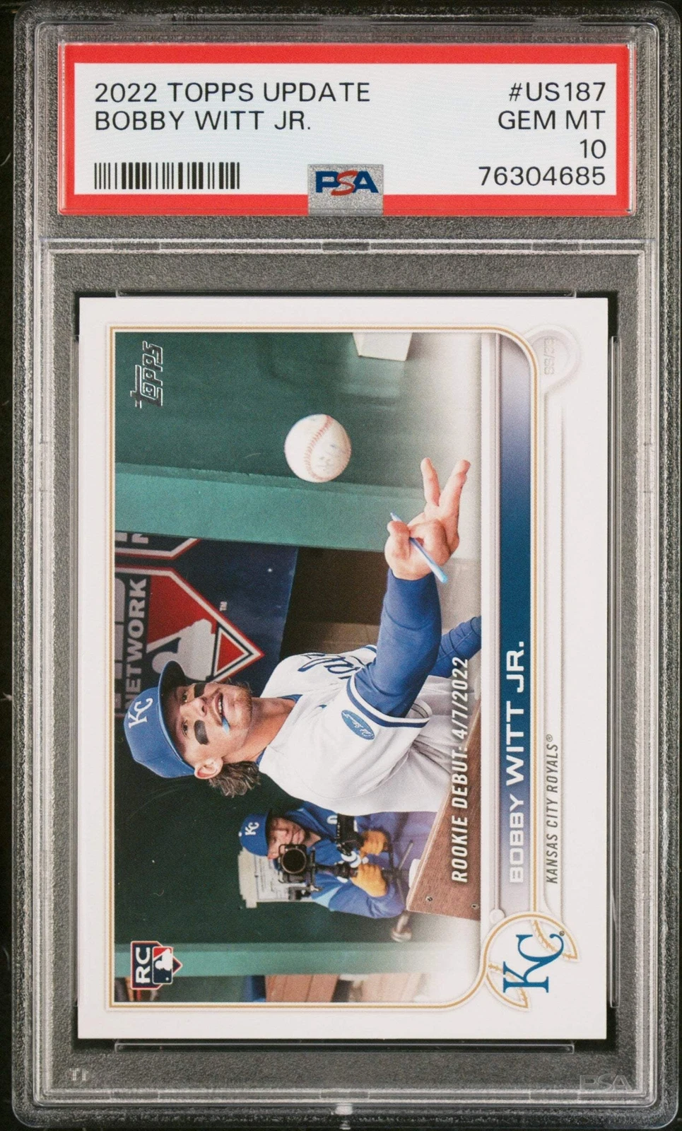 Graded 2022 Topps Update Bobby Witt Jr. #US187 Rookie RC Baseball Card PSA 10
