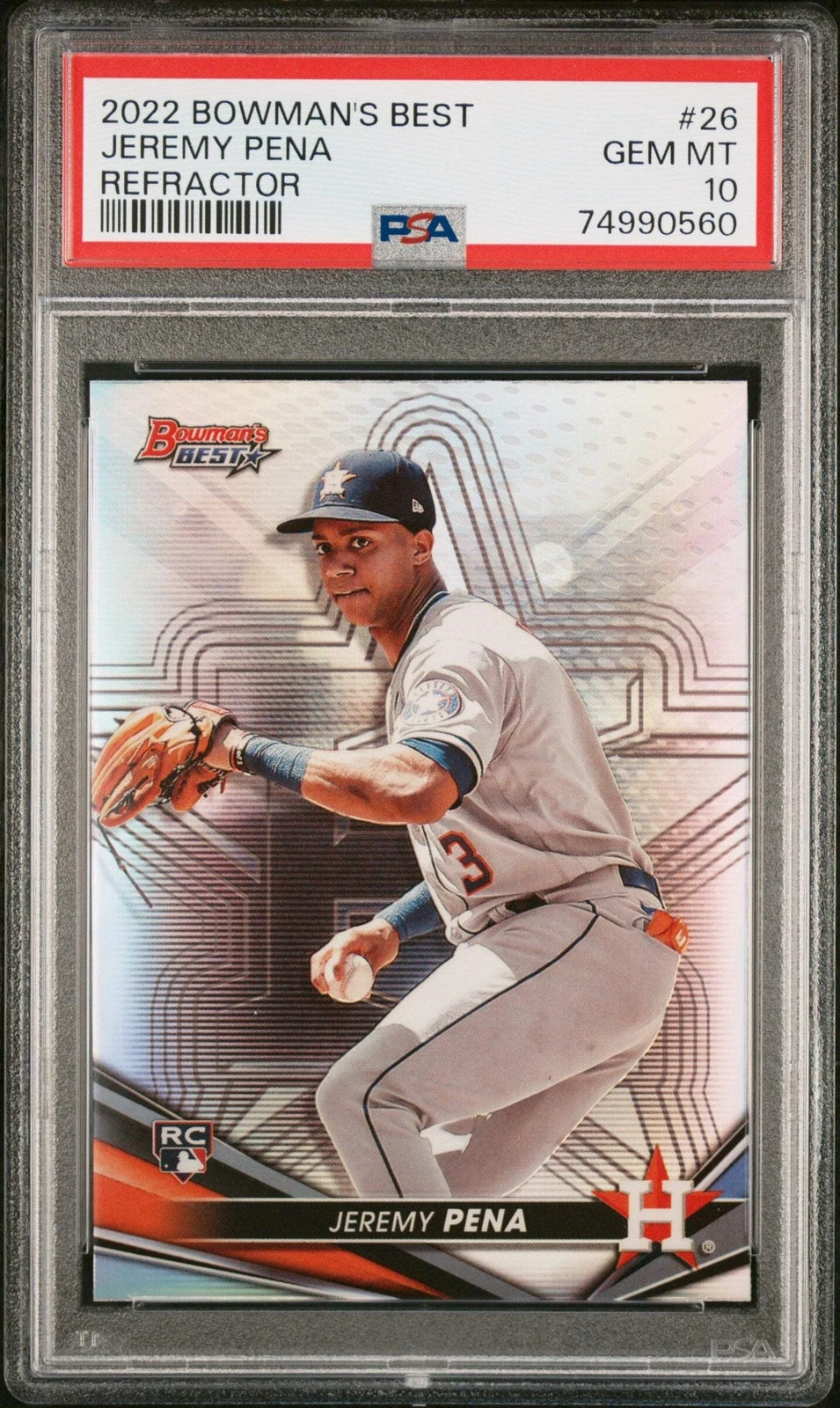 Graded 2022 Topps Bowmans Best Jeremy Pena #26 Refractor RC Baseball Card PSA 10