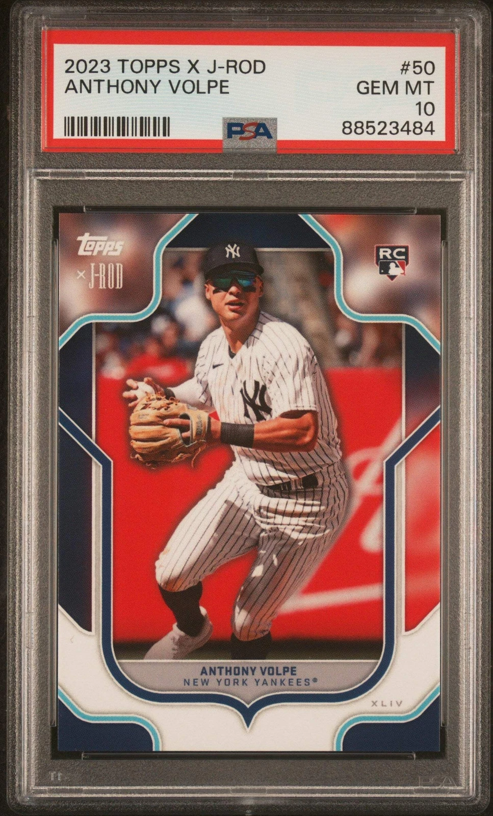 Graded 2023 Topps X J-Rod Anthony Volpe #50 Rookie RC Baseball Card PSA 10 Gem