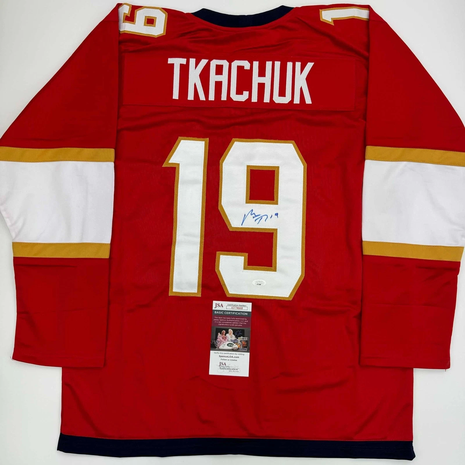 Autographed/Signed Matthew Tkachuk Florida Red Hockey Jersey JSA COA