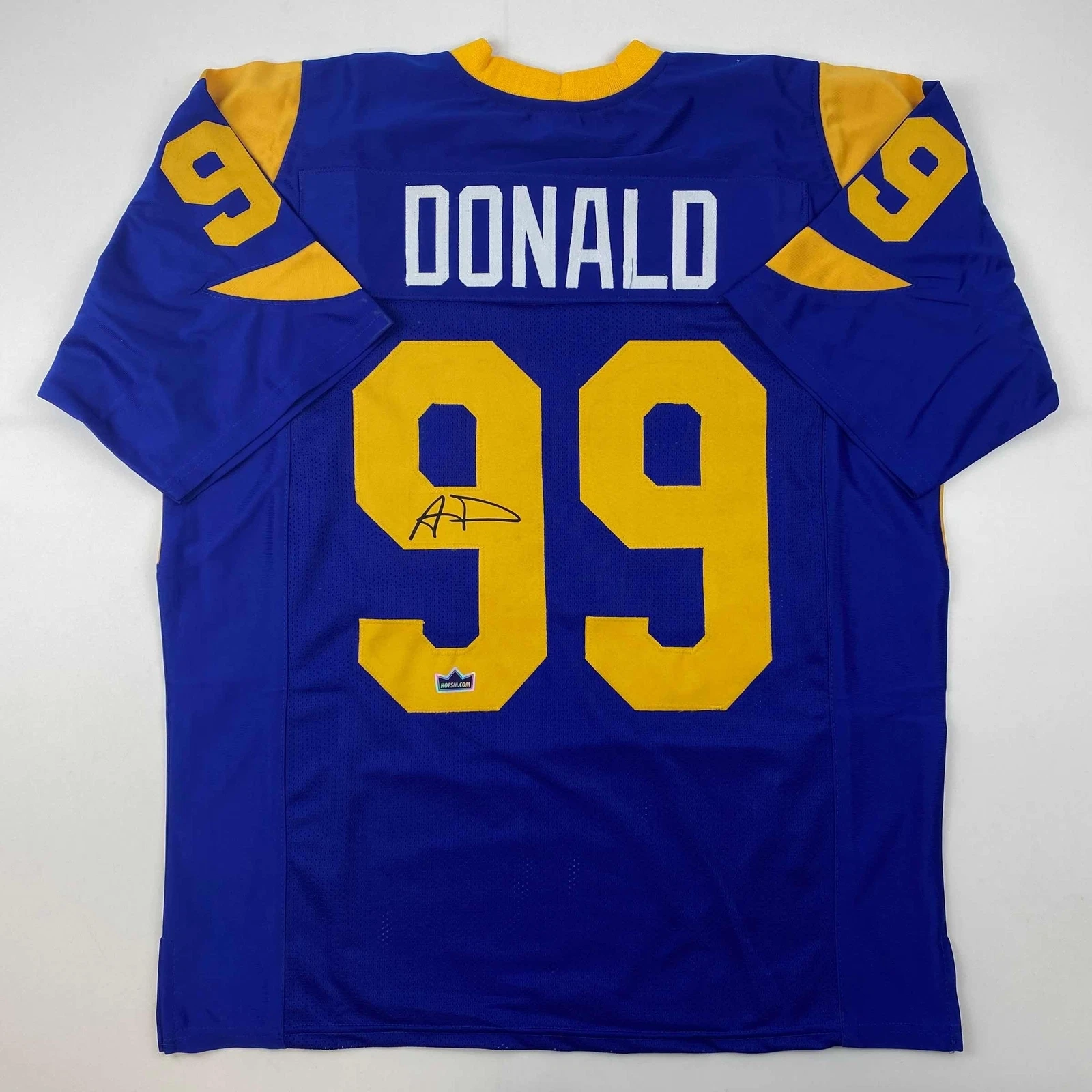 Facsimile Autographed Aaron Donald Los Angeles Royal Blue Reprint Jersey Mens XL