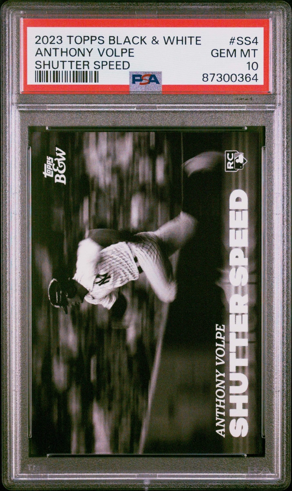 Graded 2023 Topps B&W Anthony Volpe #SS4 Shutter Speed RC Baseball Card PSA 10