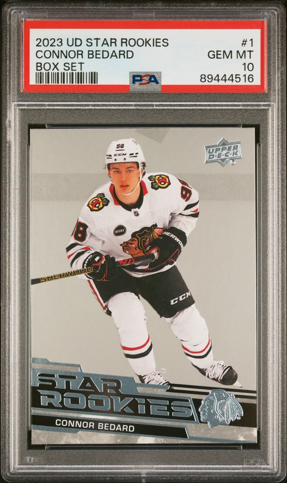 Graded 2023 Upper Deck Star Rookies Connor Bedard #1 Box Set Hockey Card PSA 10