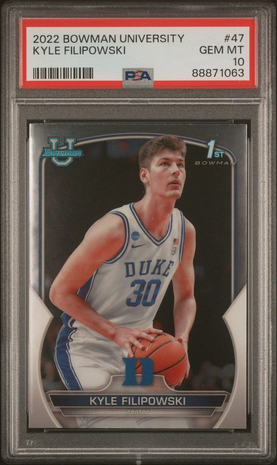 Graded 2022 Topps Bowman Uni Kyle Filipowski #47 RC Basketball Card PSA 10