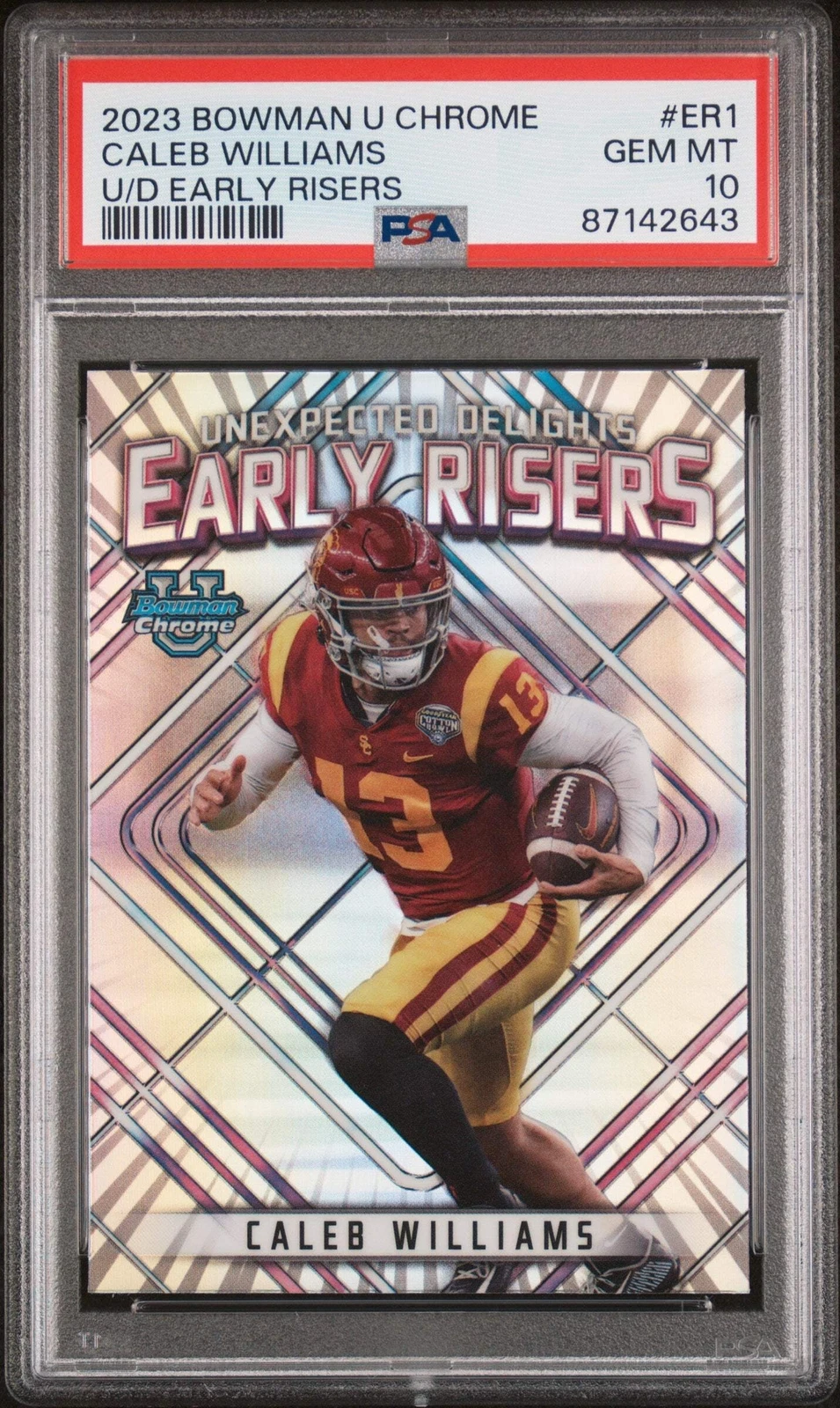 Graded 2023 Bowman Chrome Caleb Williams #ER1 Early Risers Football Card PSA 10