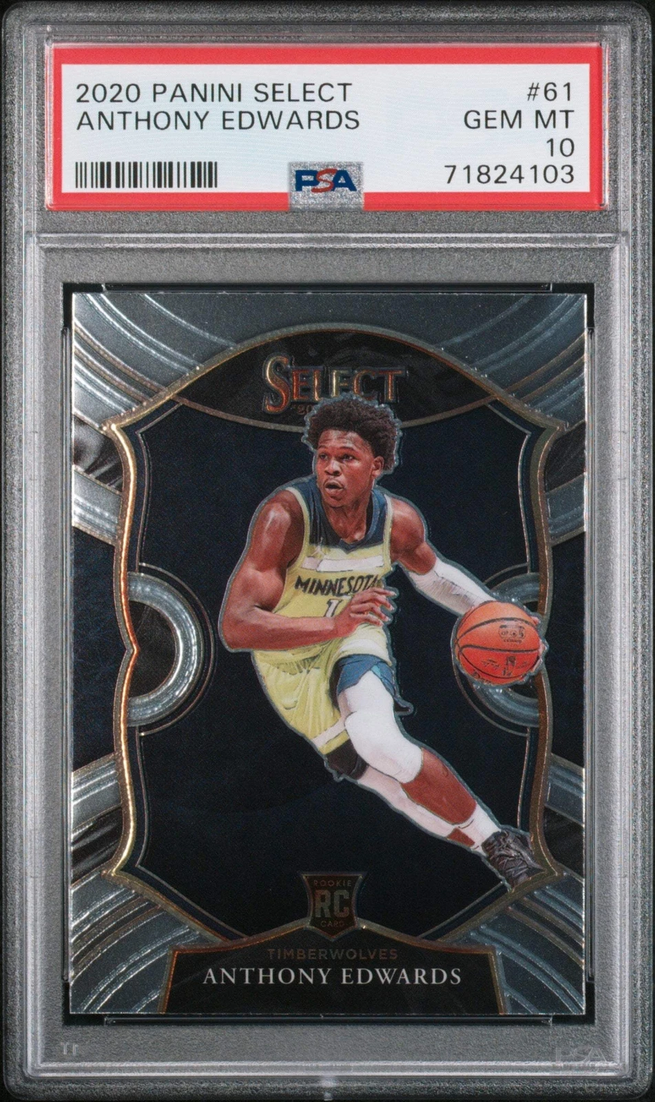 Graded 2020 Panini Select Anthony Edwards #61 Rookie RC Basketball Card PSA 10