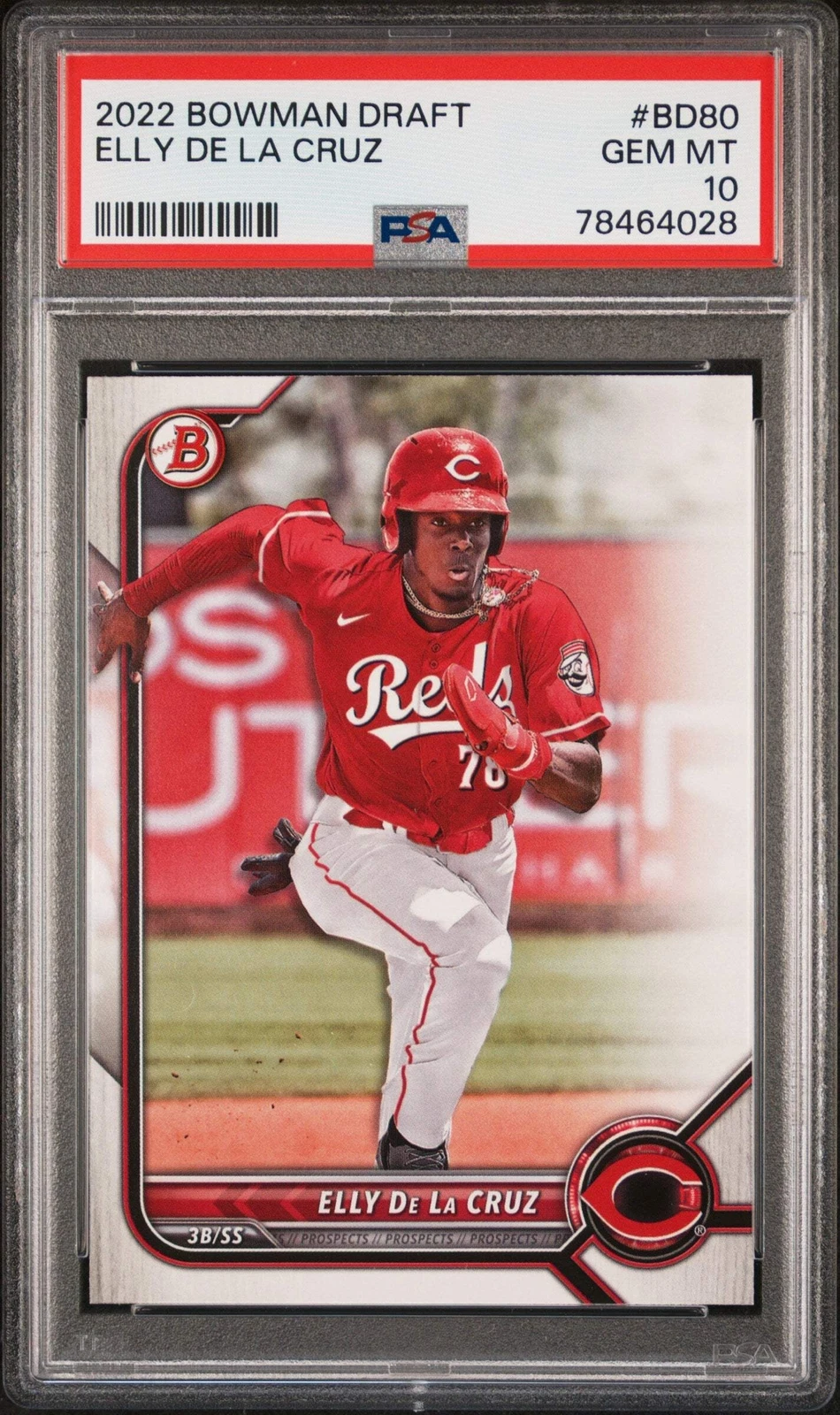 Graded 2022 Topps Bowman Draft Elly De La Cruz #BD80 Rookie Baseball Card PSA 10
