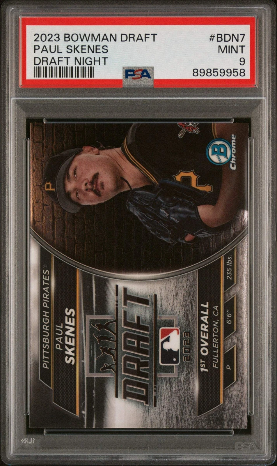 Graded 2023 Topps Bowman Draft Paul Skenes #BDN7 Draft Night Baseball Card PSA 9