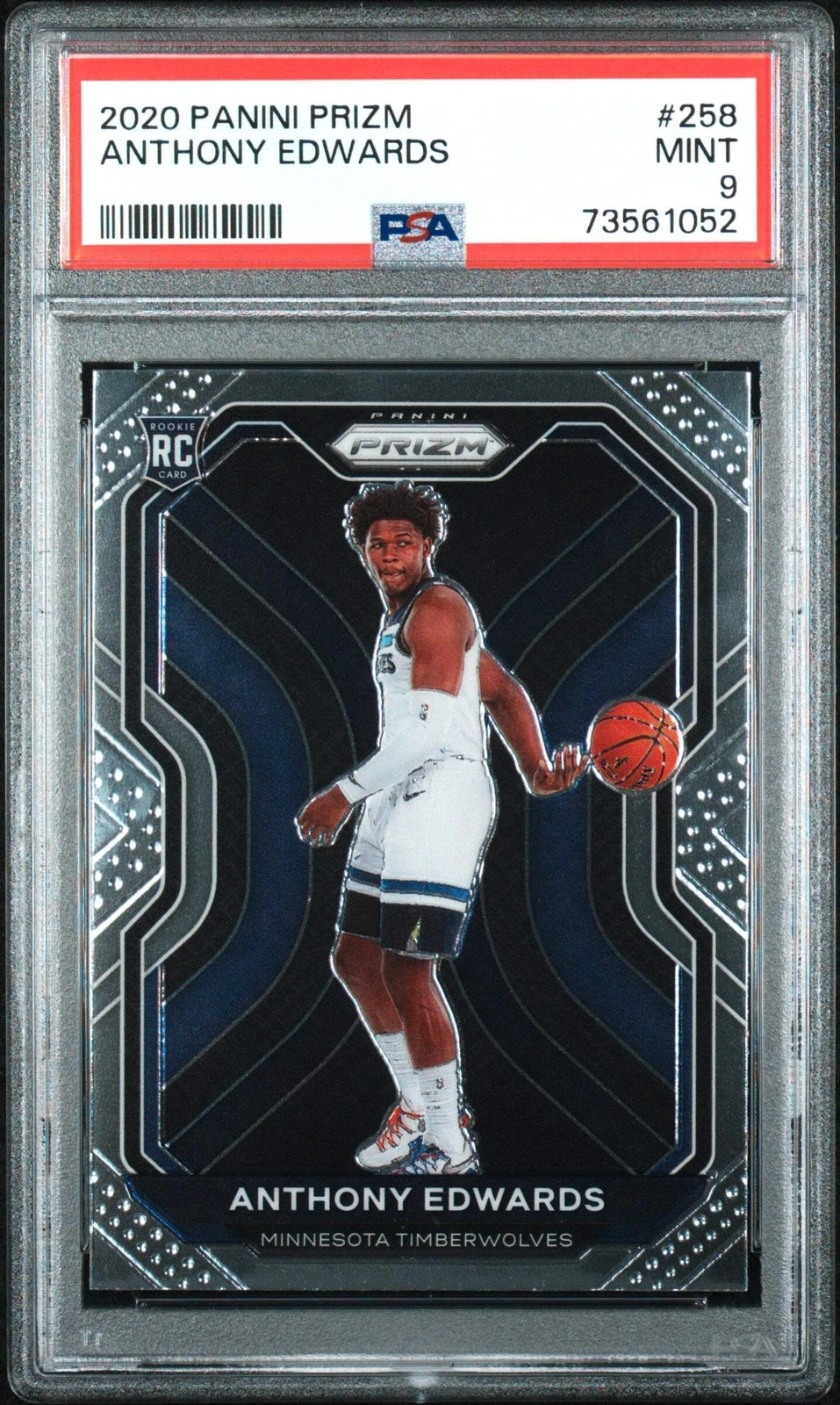 Graded 2020-21 Panini Prizm Anthony Edwards #258 Rookie RC Basketball Card PSA 9