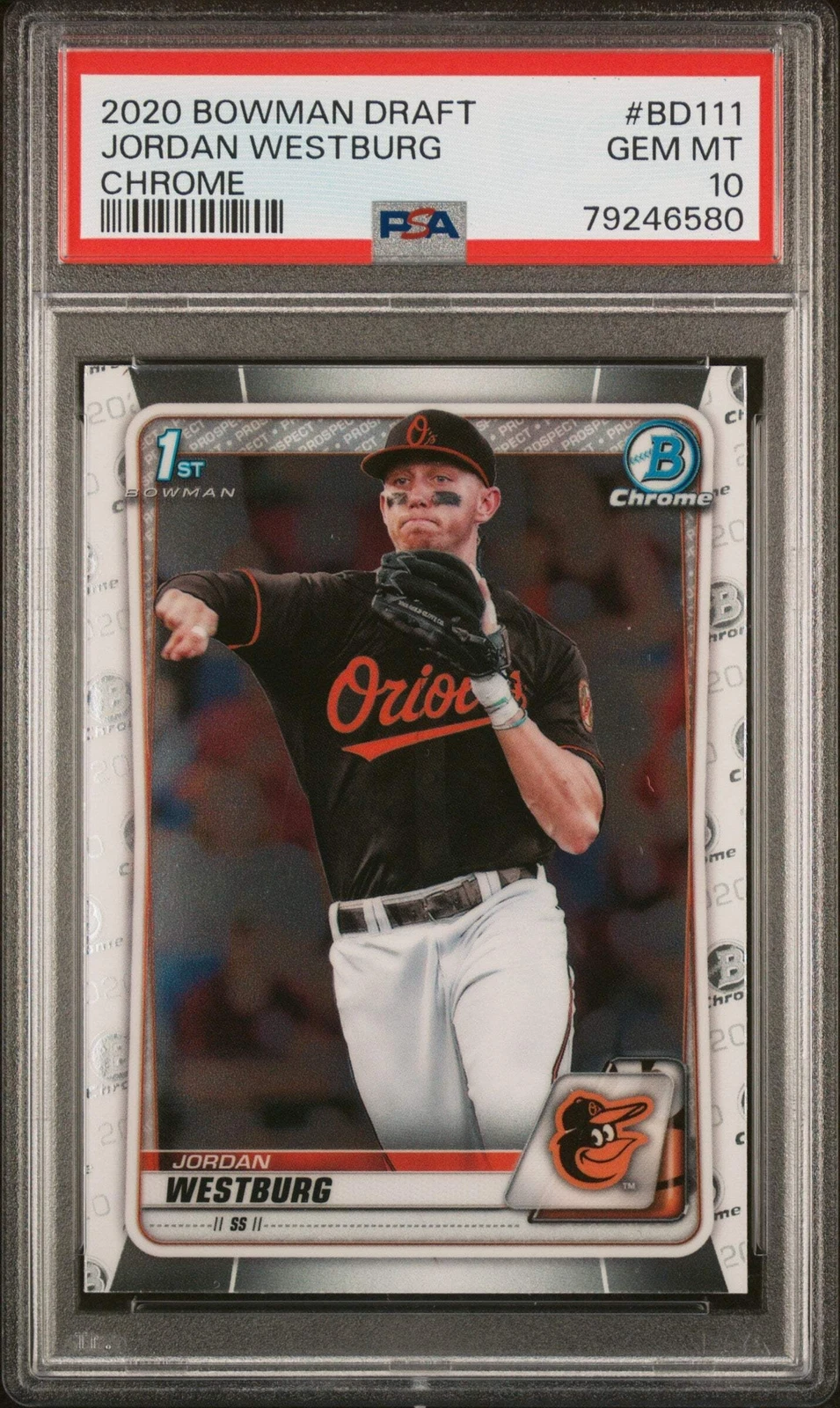 Graded 2020 Bowman Draft Jordan Westburg #BD111 Chrome RC Baseball Card PSA 10