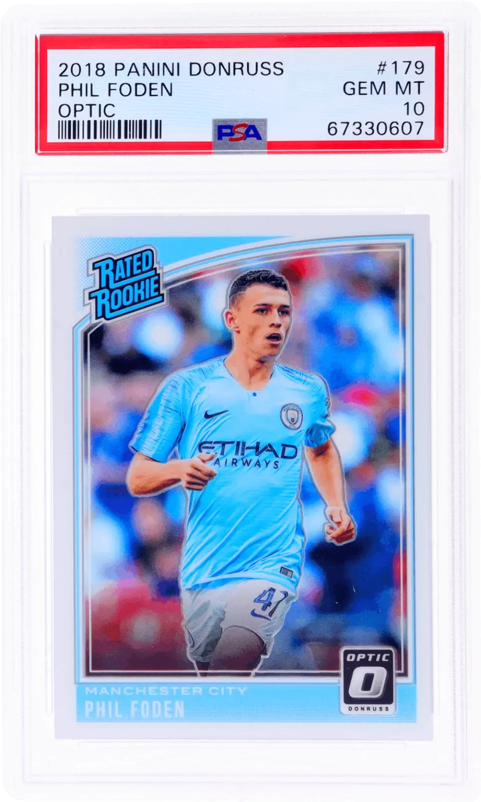 Graded 2018 Panini Donruss Phil Foden #179 Optic Rookie RC Soccer Card PSA 10