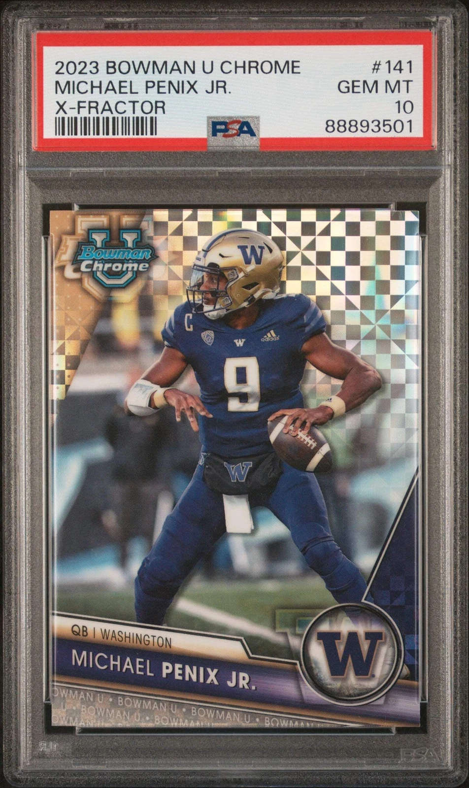 Graded 2023 Bowman U Chrome Michael Penix Jr. #141 Xfractor Football Card PSA 10