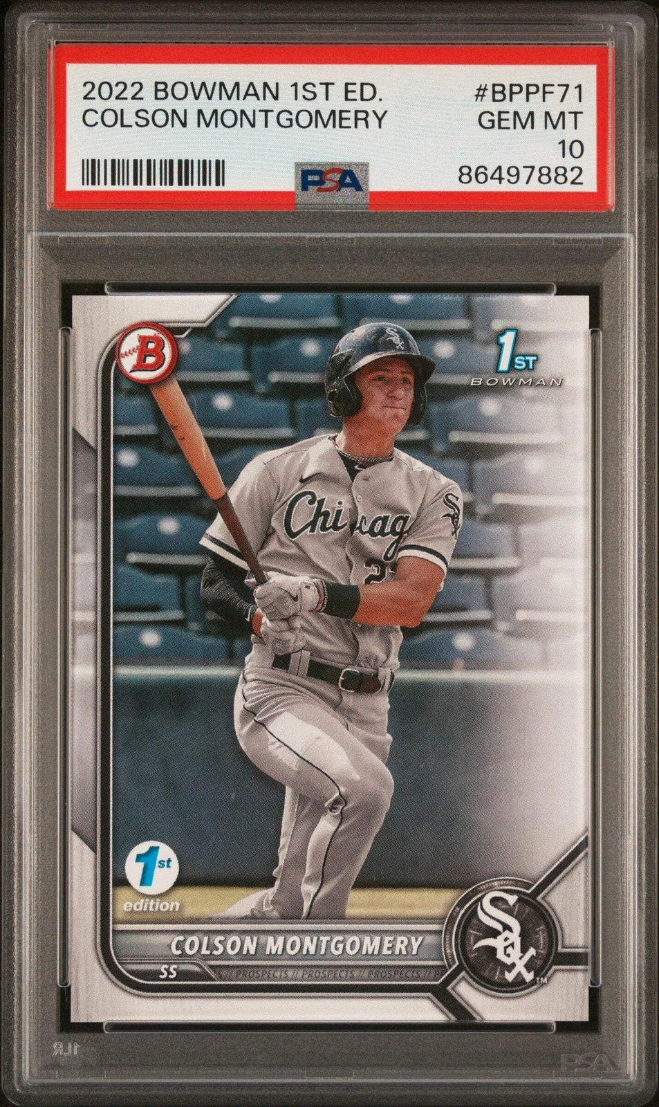 Graded 2022 Topps Bowman 1st Ed Colson Montgomery #BPPF71 Baseball Card PSA 10