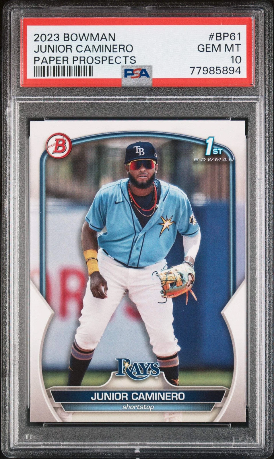 Graded 2023 Topps Bowman Junior Caminero #BP61 Rookie RC Baseball Card PSA 10