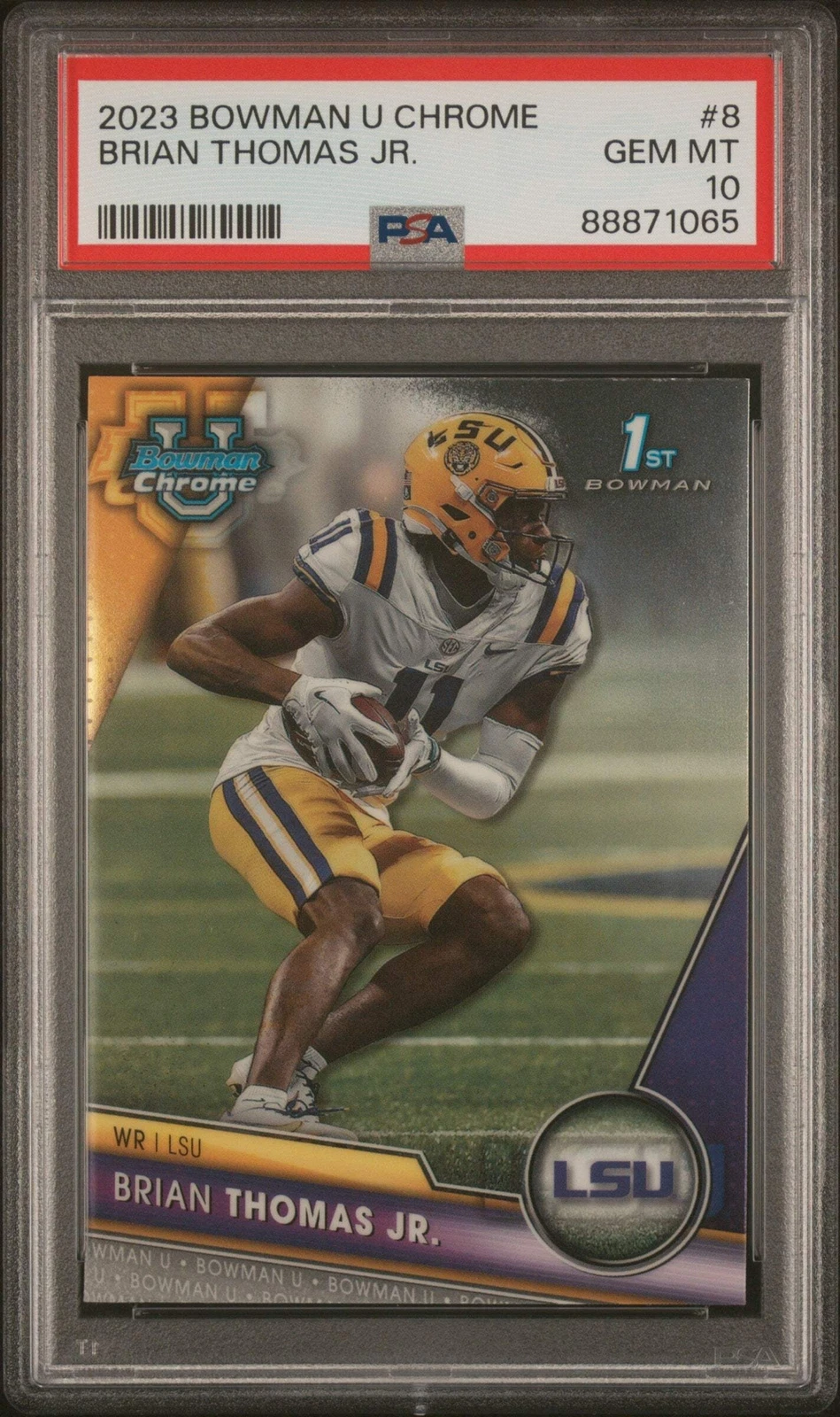 Graded 2023 Topps Bowman U Chrome Brian Thomas Jr #8 Rookie Football Card PSA 10