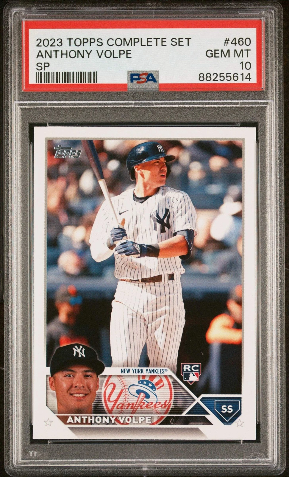 Graded 2023 Topps Complete Set Anthony Volpe #460 SP Rookie Baseball Card PSA 10
