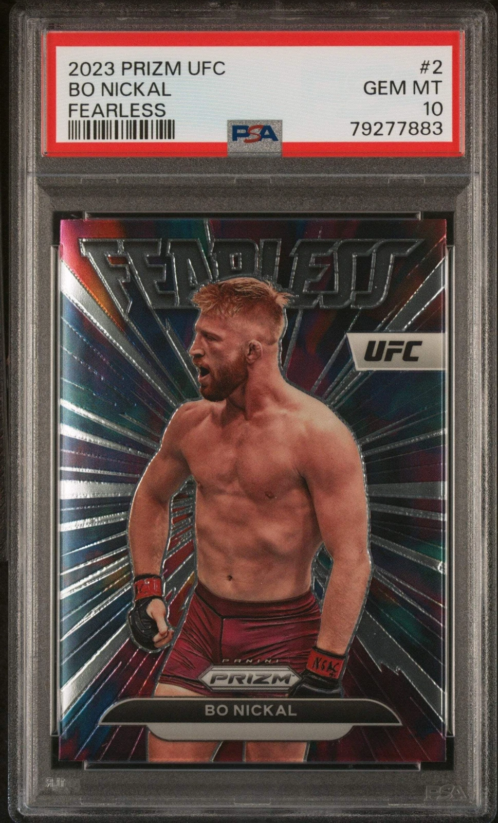 Graded 2023 Panini Prizm Bo Nickal #2 Fearless Rookie RC UFC MMA Card PSA 10 Gem