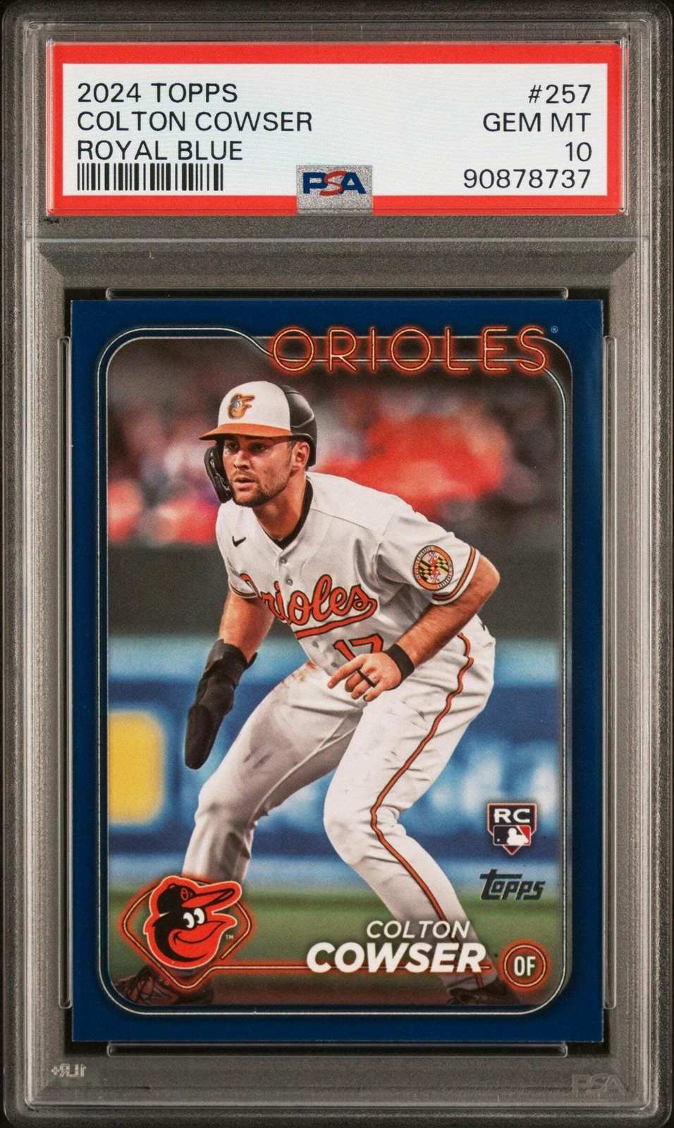 Graded 2024 Topps Colton Cowser #257 Royal Blue Rookie RC Baseball Card PSA 10