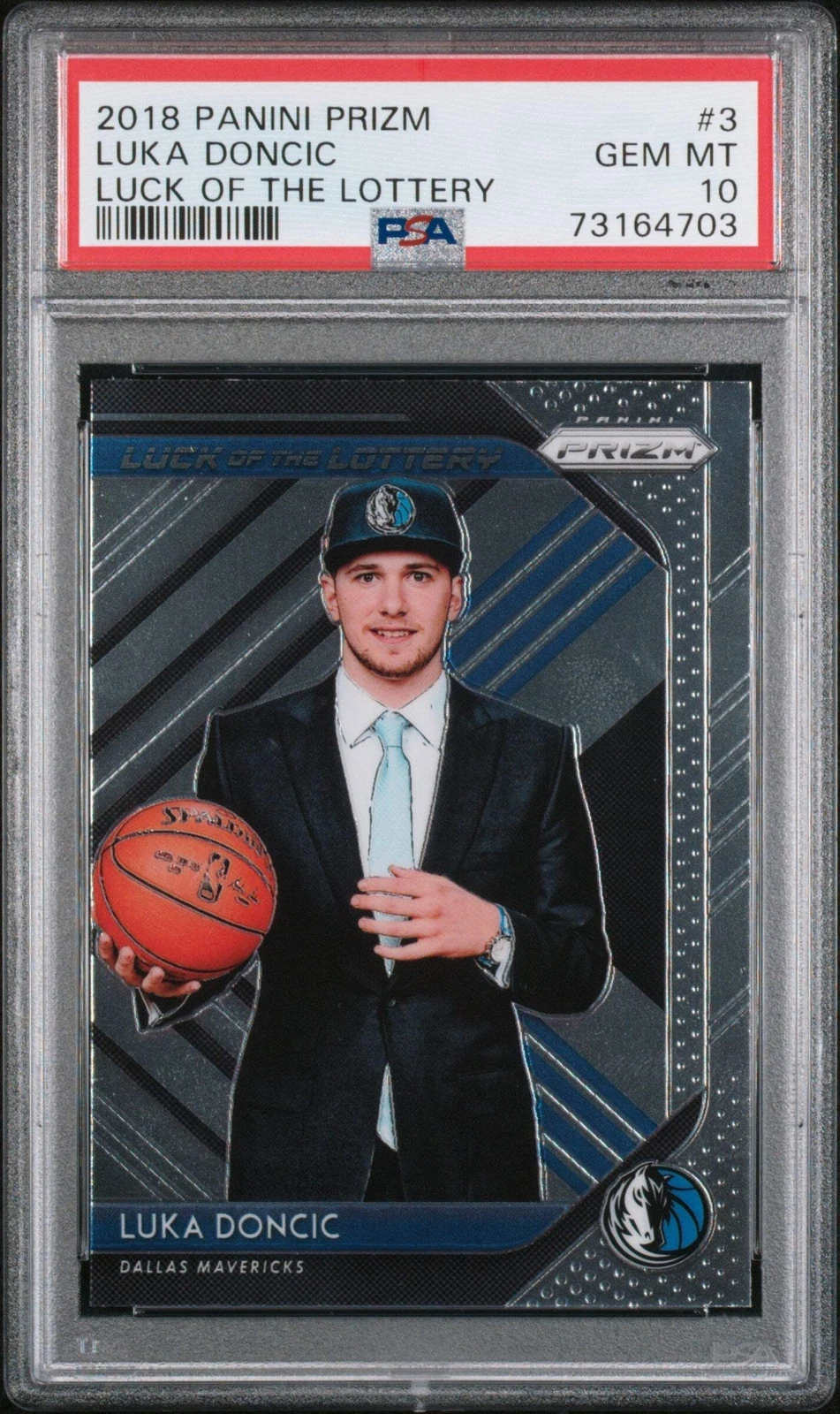 Graded 2018 Panini Prizm Luka Doncic #3 Luck Lottery RC Basketball Card PSA 10