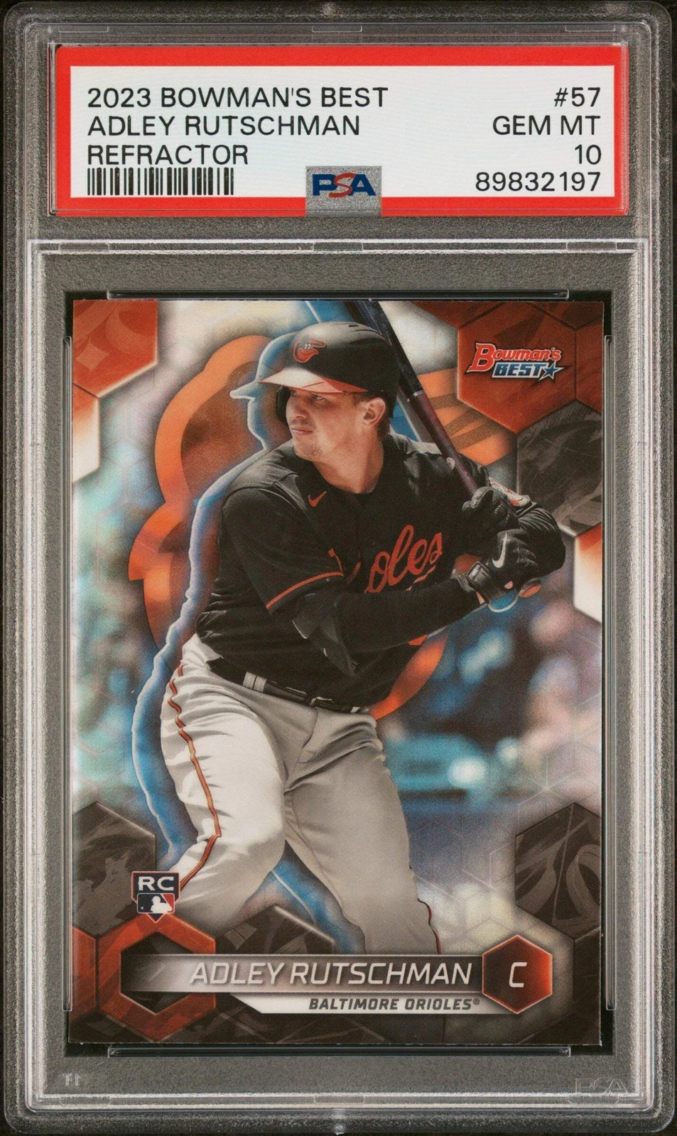Graded 2023 Bowmans Best Adley Rutschman #57 Refractor RC Baseball Card PSA 10
