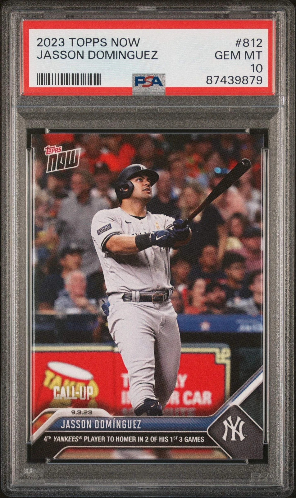 Graded 2023 Topps Now Jasson Dominguez #812 Rookie RC Baseball Card PSA 10 Gem