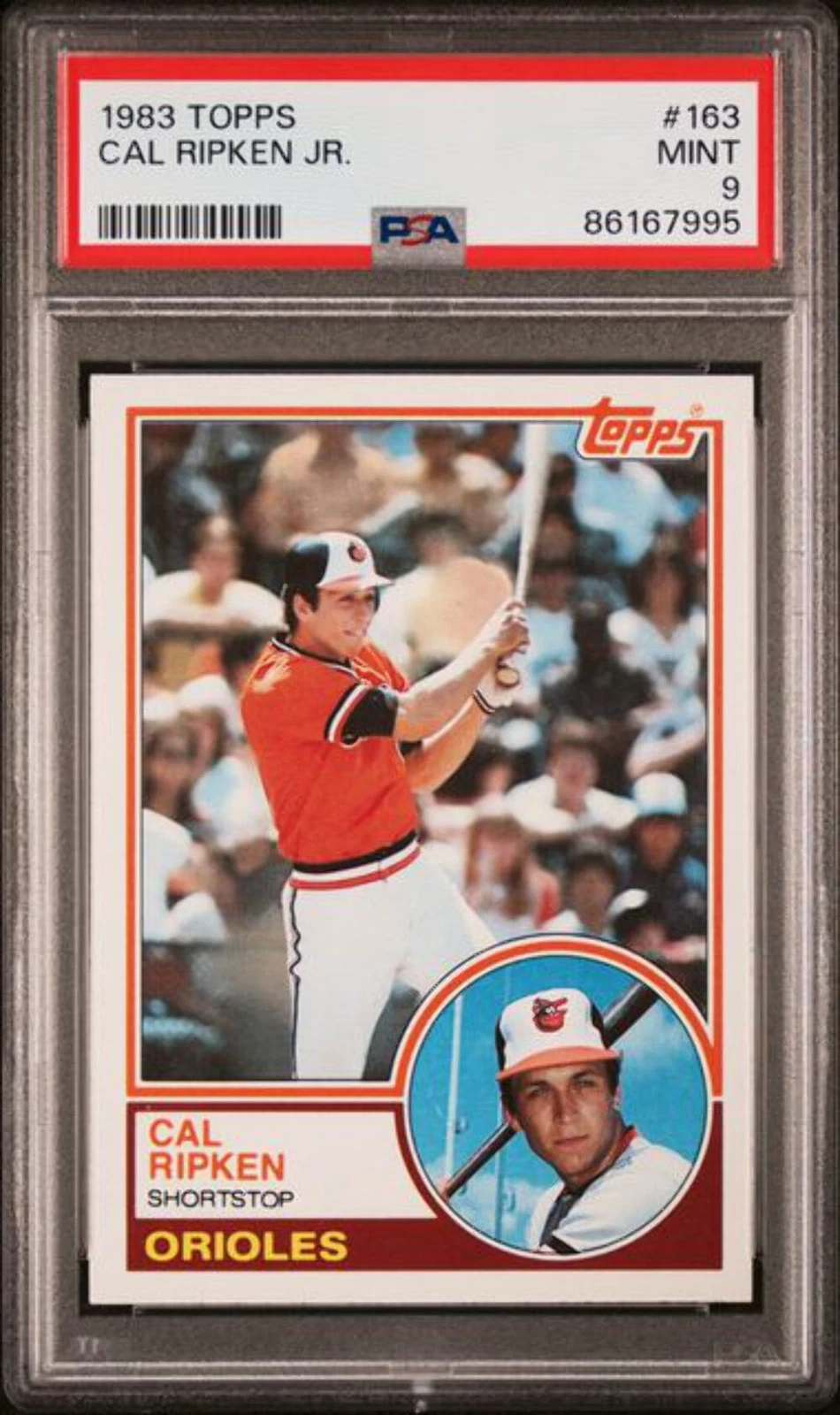 Graded 1983 Topps Cal Ripken Jr. #163 2nd Year Baseball Card PSA 9 Mint
