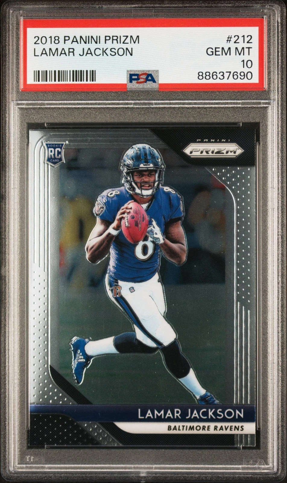 Graded 2018 Panini Prizm Lamar Jackson #212 Rookie RC Football Card PSA 10 Gem