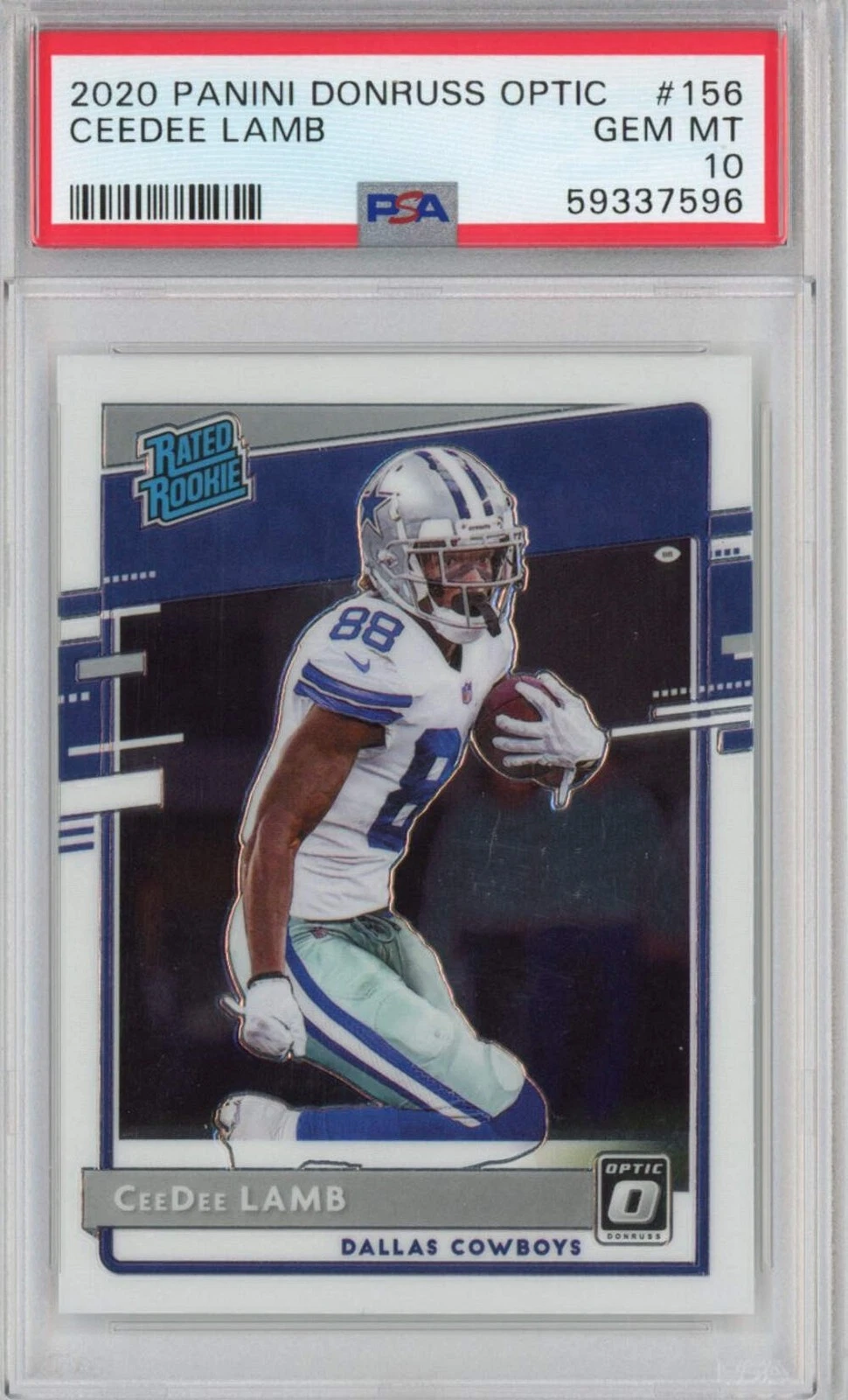 Graded 2020 Panini Donruss Optic CeeDee Lamb #156 Rookie RC Card PSA 10 Mint