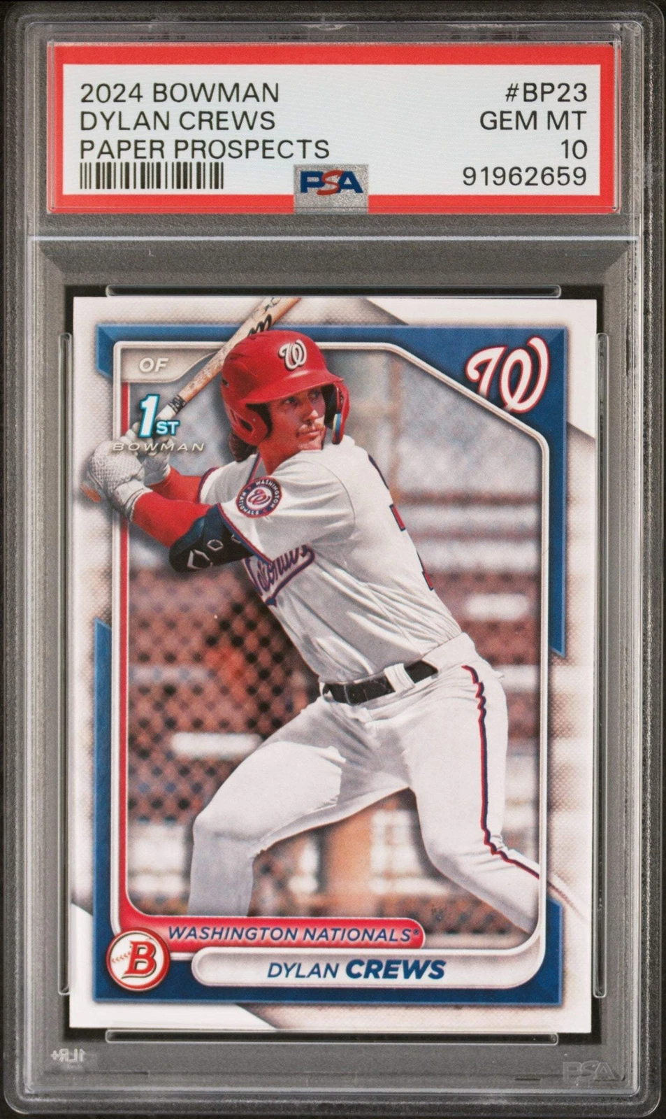 Graded 2024 Topps Bowman Dylan Crews #BP23 Paper Prospects Baseball Card PSA 10