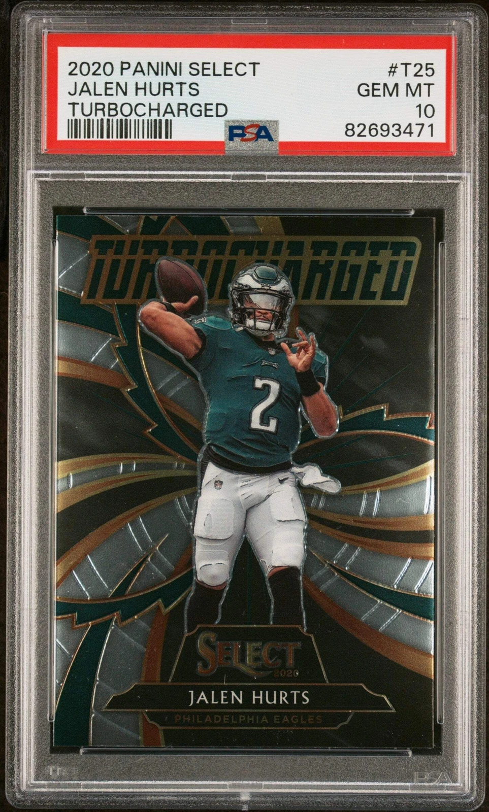 Graded 2020 Panini Select Jalen Hurts #T25 Turbocharged RC Football Card PSA 10