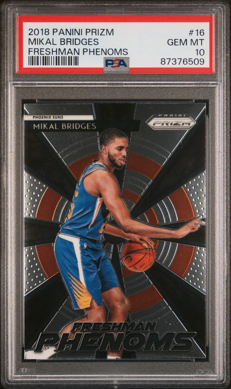 Graded 2018 Prizm Mikal Bridges #16 Freshman Phenoms RC Basketball Card PSA 10