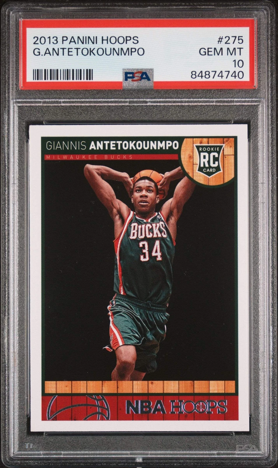 Graded 2013 Panini Hoops Giannis Antetokounmpo #275 RC Basketball Card PSA 10