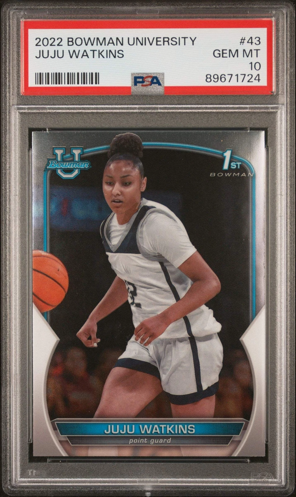 Graded 2022 Topps Bowman University JuJu Watkins #43 RC Basketball Card PSA 10