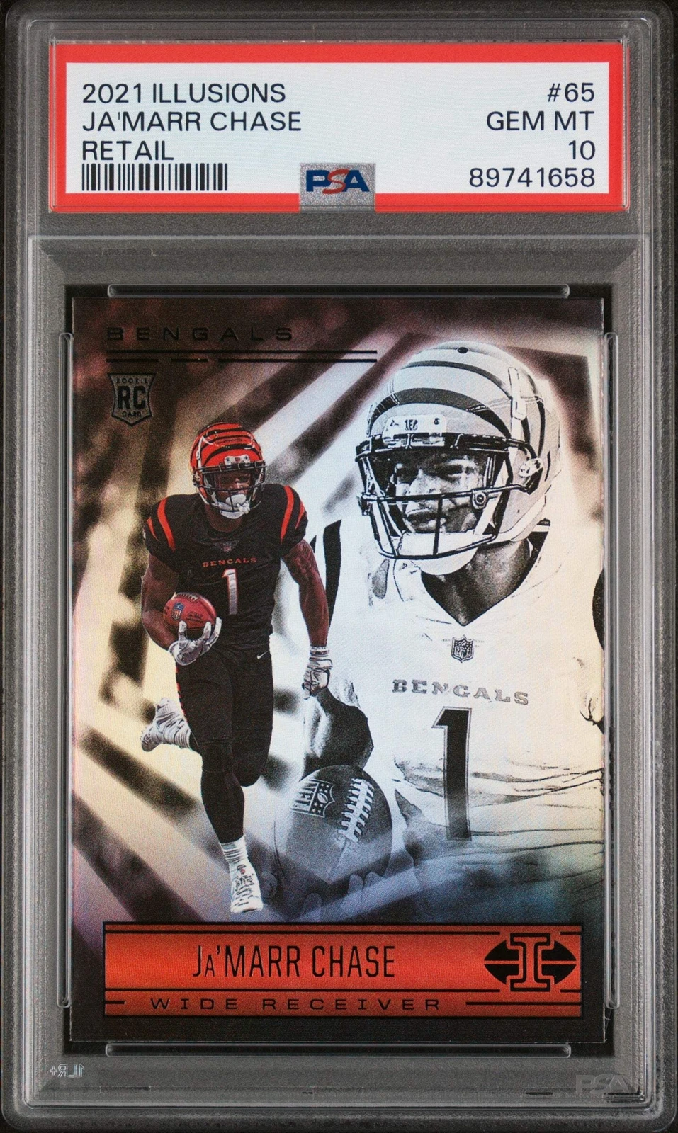 Graded 2021 Panini Illusions Ja'Marr Chase #65 Retail RC Football Card PSA 10