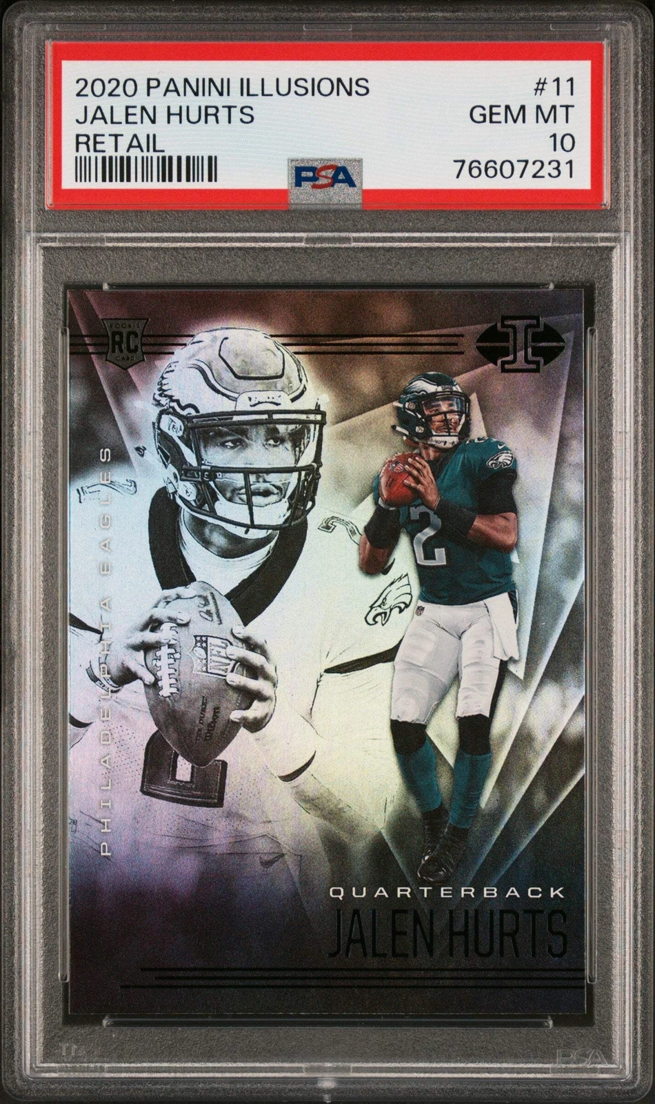 Graded 2020 Panini Illusions Jalen Hurts #11 Retail Rookie Football Card PSA 10