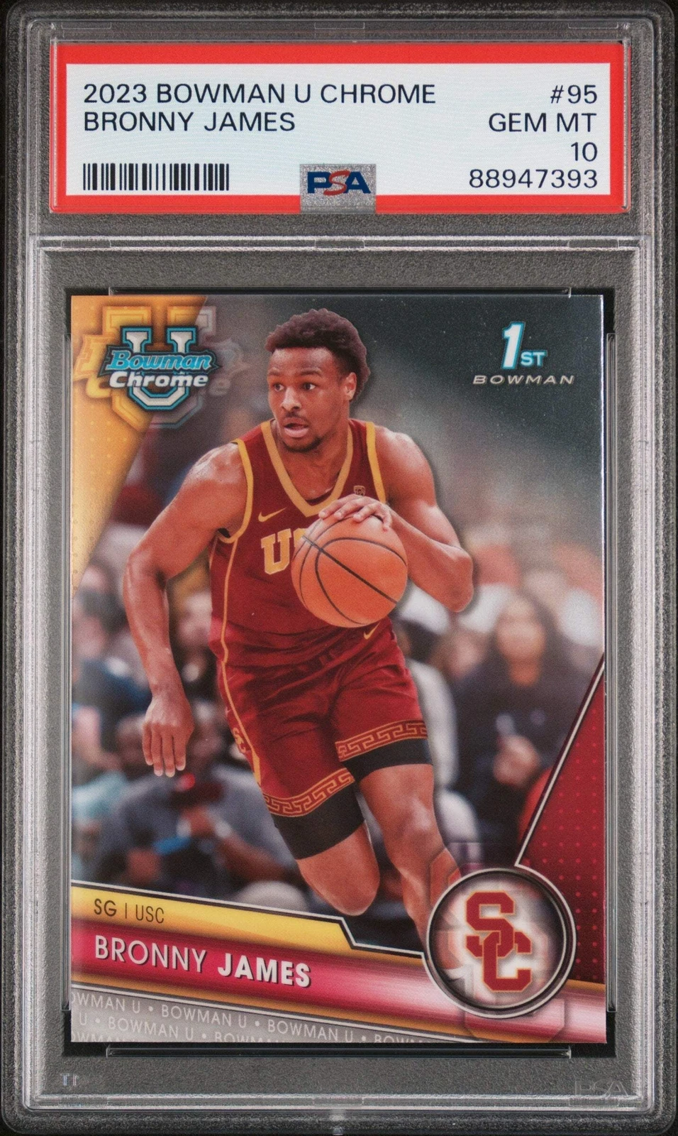 Graded 2023 Topps Bowman U Chrome Bronny James #95 Rookie Basketball Card PSA 10