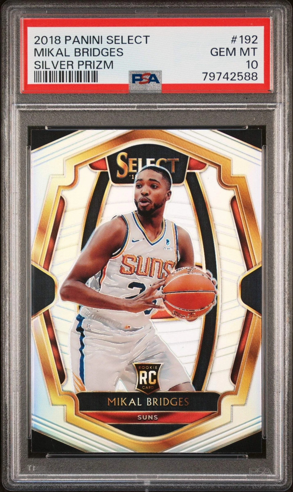 Graded 2018 Panini Select Mikal Bridges #192 Silver Prizm Basketball Card PSA 10