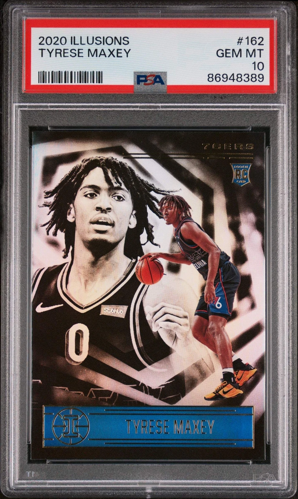 Graded 2020 Panini Illusions Tyrese Maxey #162 Rookie RC Basketball Card PSA 10
