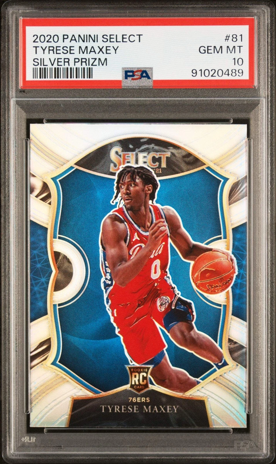 Graded 2020 Panini Select Tyrese Maxey #81 Silver Prizm Basketball Card PSA 10