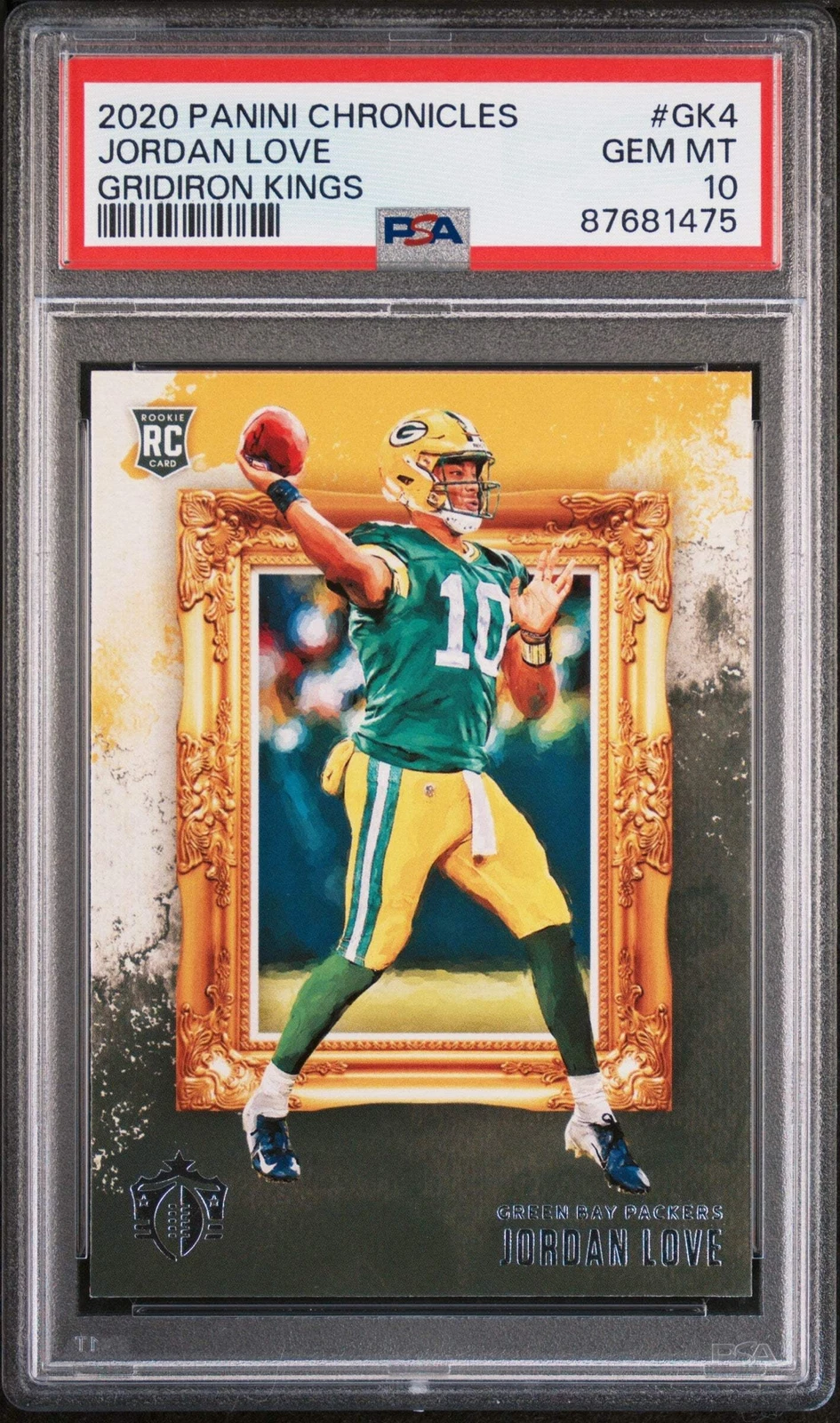 Graded 2020 Chronicles Jordan Love #GK4 Gridiron Kings RC Football Card PSA 10