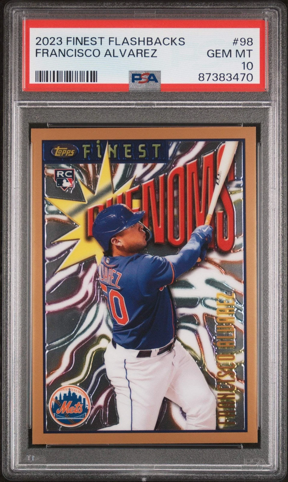 Graded 2023 Topps Finest Flashbacks Francisco Alvarez #98 Baseball Card PSA 10