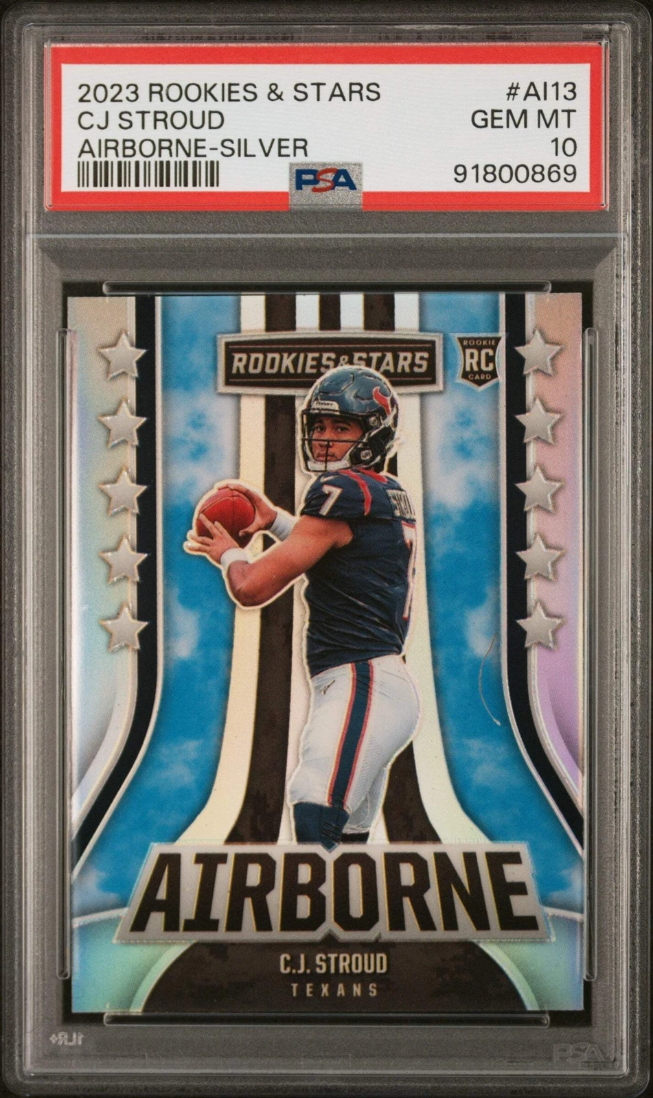Graded 2023 Panini R&S C.J. Stroud #AI13 Airborne Silver RC Football Card PSA 10